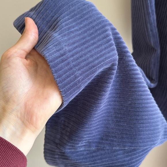 Aerie Groove-On Rib Velour High-Waisted Flare Pant, Blue, Size Large Short - Picture 9 of 16